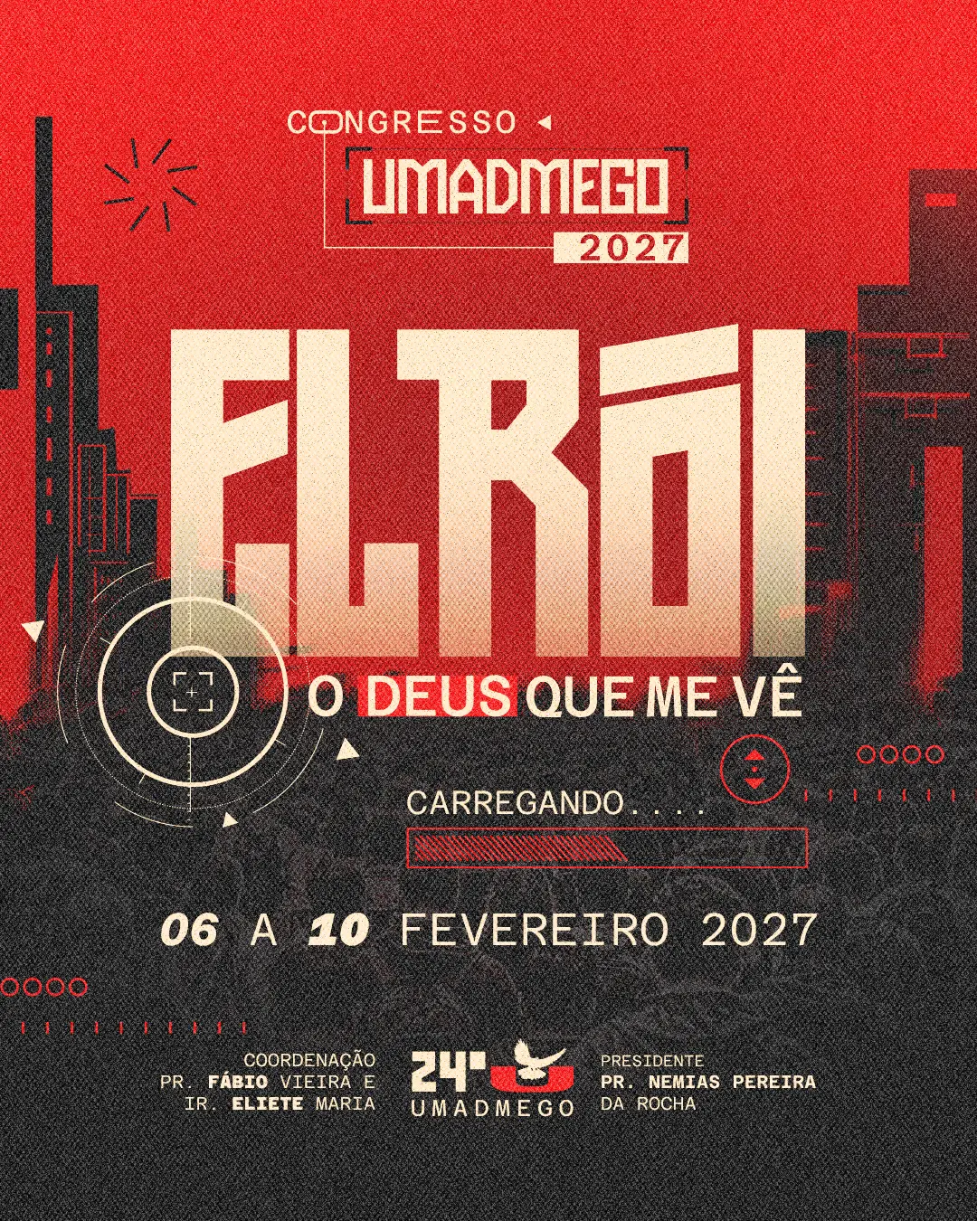 Cartaz do Congresso UMADMEGO 2027 — El Rói, o Deus que me vê — 6 a 10 de fevereiro de 2027